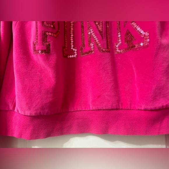 SOLD! Victoria's Secret PINK Bling Sequin LOVE PINK Logo Velour Full Zip Hoodie - Picture 14 of 16